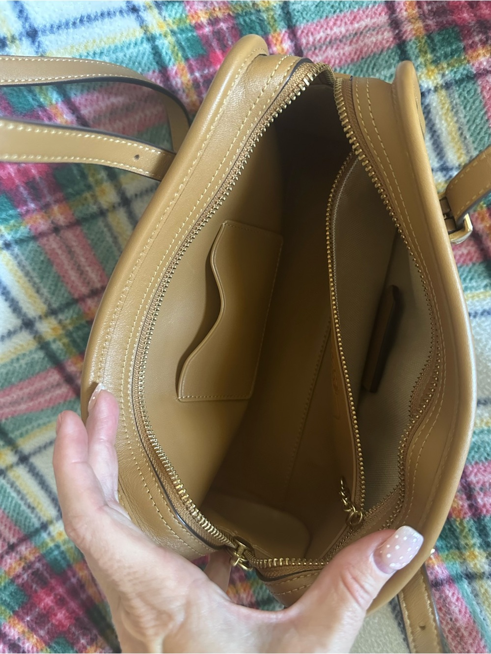 Coach Tan Leather Double-Strap Swing Bag - Picture 6 of 9